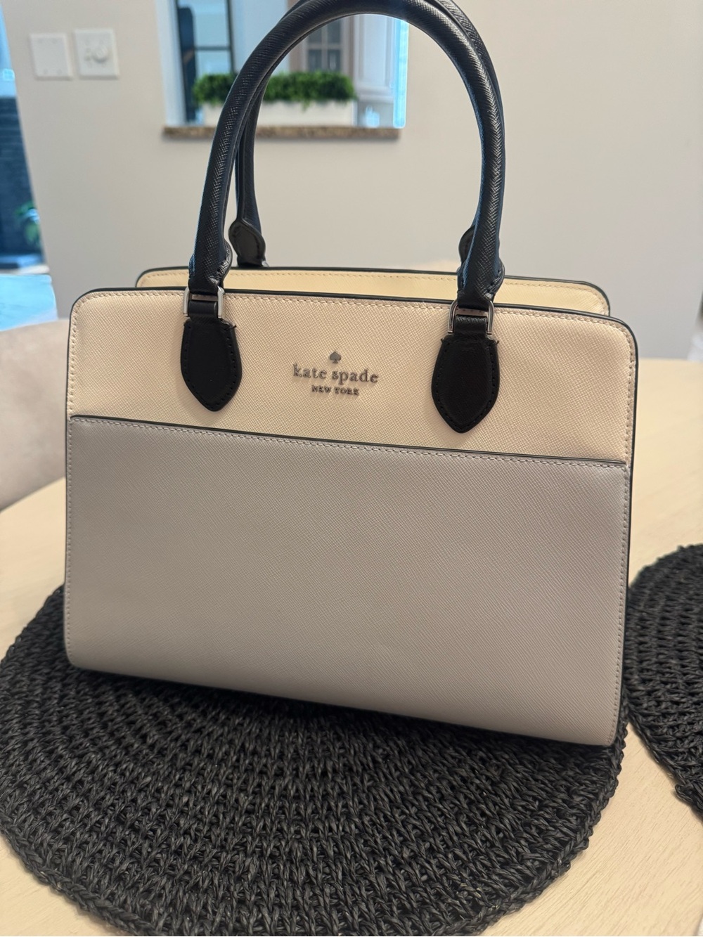 kate spade Two-Tone Cream and Black Structured Satchel